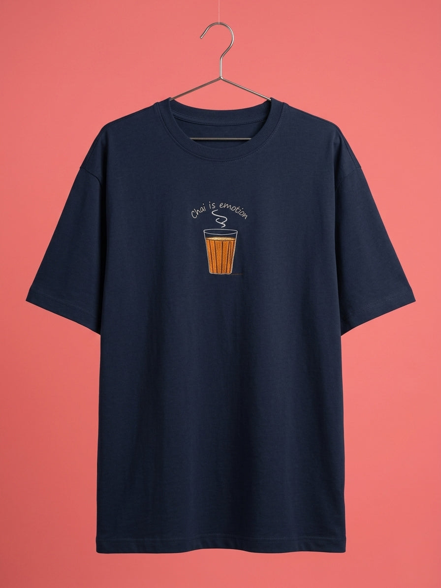 Chai is Emotion Embroidered Oversized Tee
