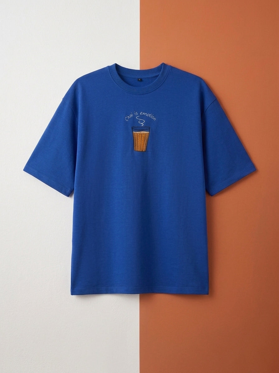Chai is Emotion Embroidered Oversized Tee