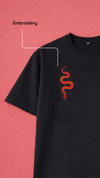 Crimson Serpent Embroidered Oversized Fit