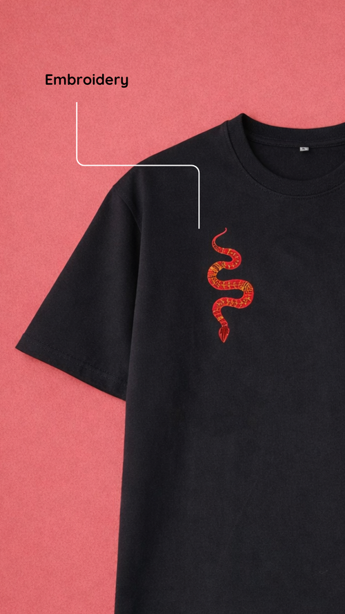 Crimson Serpent Embroidered Oversized Fit