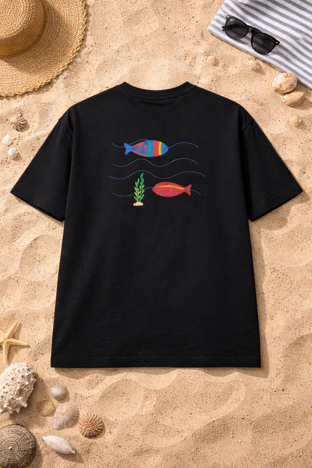 Twin Currents Embroidered Oversized Tee