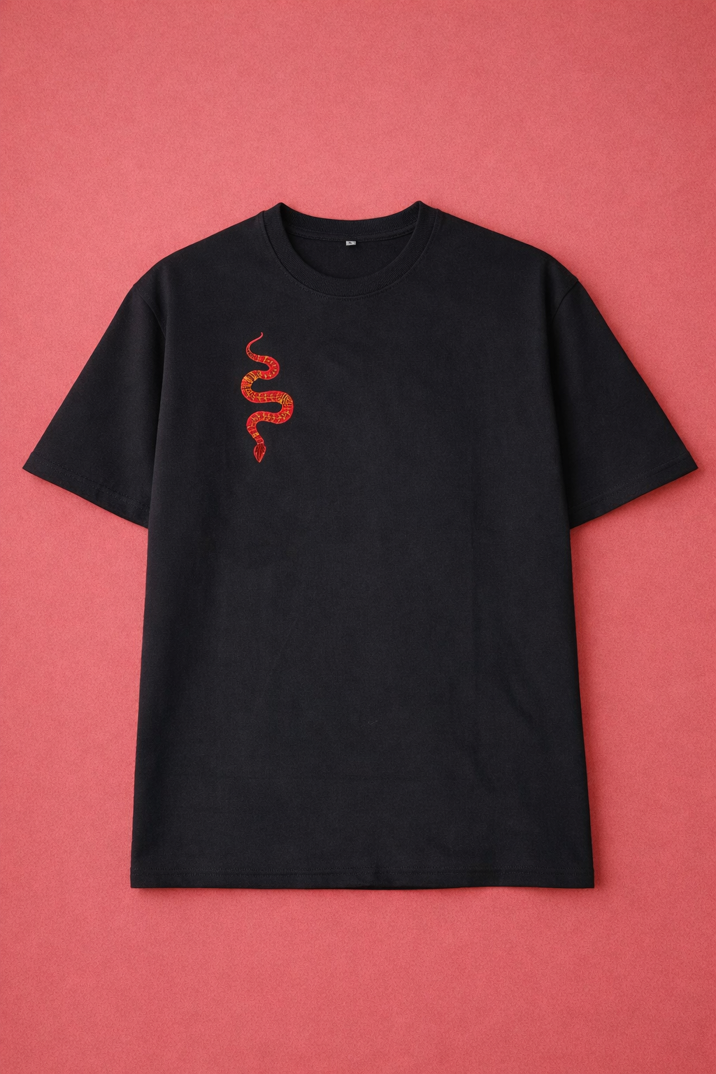 Crimson Serpent Embroidered Oversized Fit