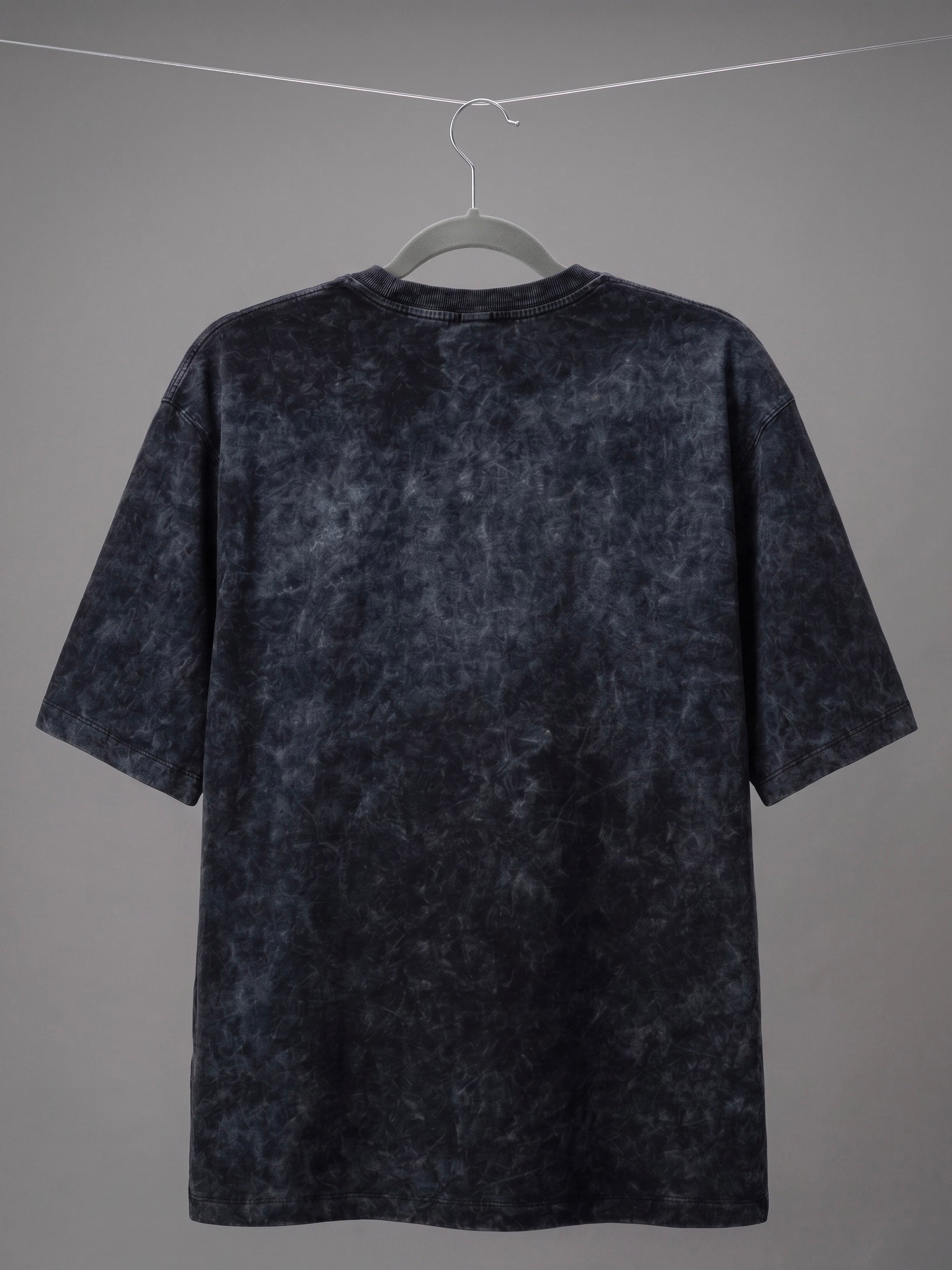 Black Plain Acid-Wash Tee