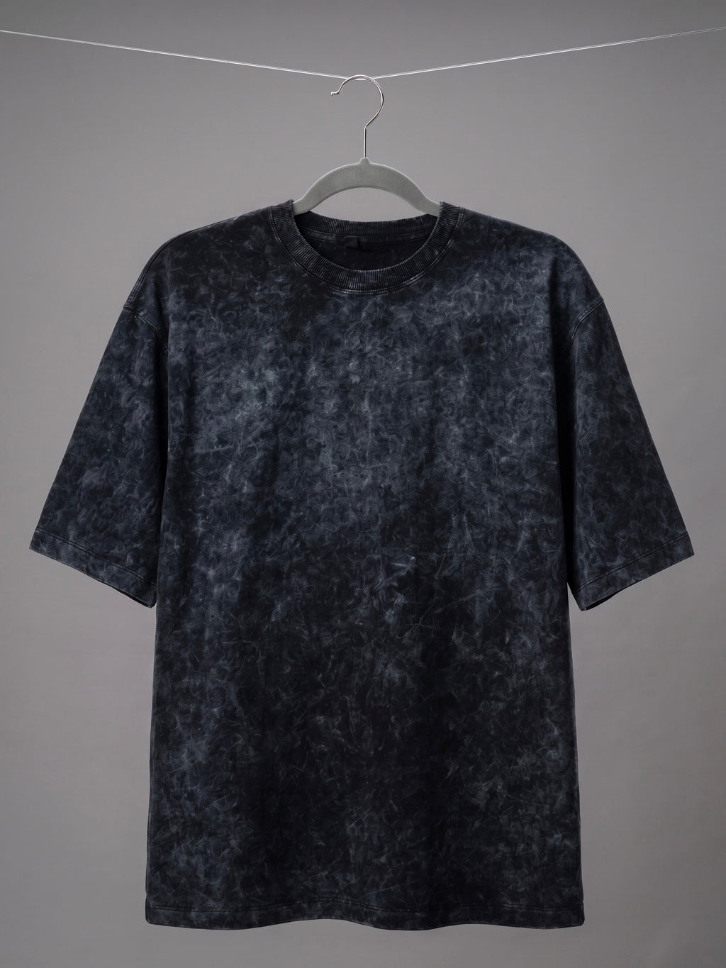 Black Plain Acid-Wash Tee