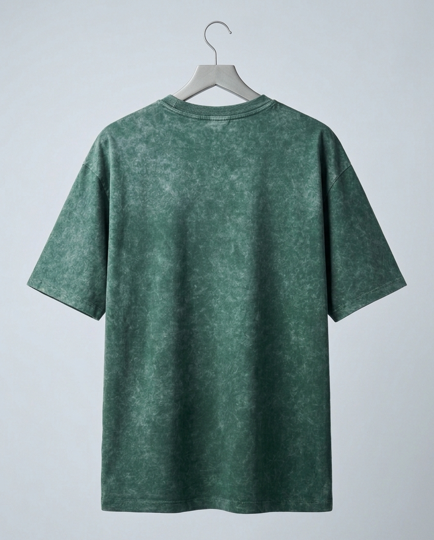 Green Plain Acid-Wash Tee