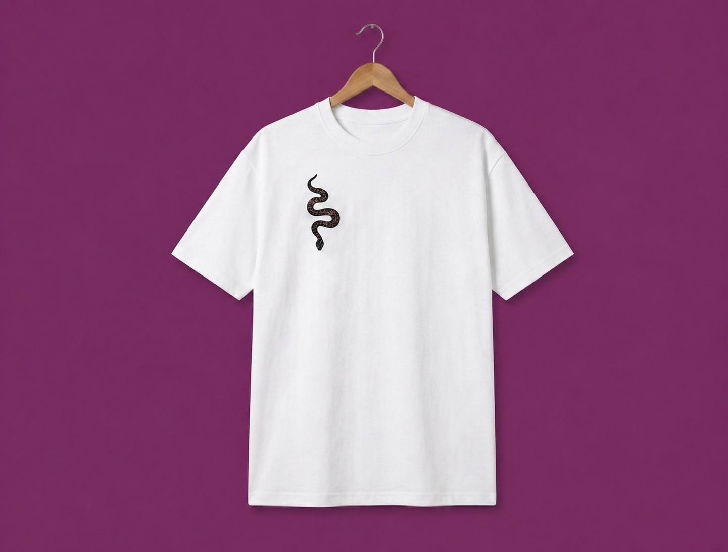 Crimson Serpent Embroidered Oversized Tee
