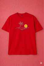 PALM TREE WITH SUN EMBROIDERED OVERSIZED FIT