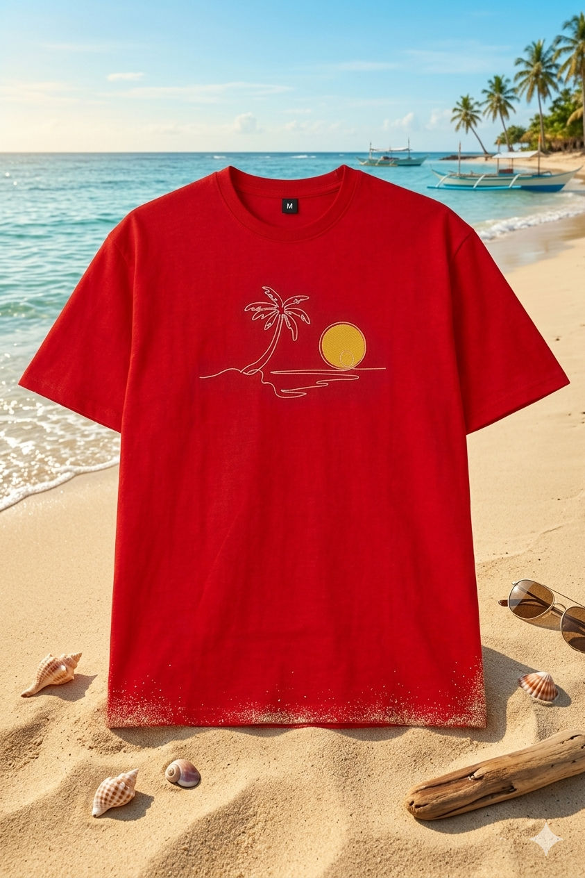 PALM TREE WITH SUN EMBROIDERED OVERSIZED FIT